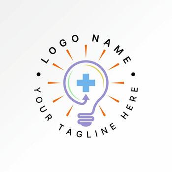 bulb light line with up arrow and plus health smart vector