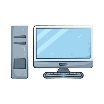 ilustración de computadora escritorio conjunto vector