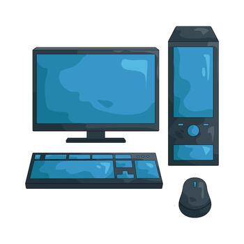 Illustration of a Computer Desktop Setup vector
