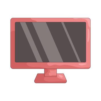 Illustration of a Red Computer Monitor vector