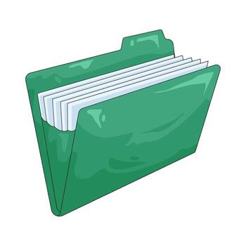 ilustración de verde archivo carpeta con documentos vector