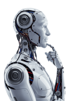 Geavanceerd ai robot in profiel nadenken toekomst technologie en kunstmatig intelligentie- png