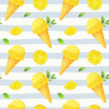 lemon ice cream pattern design vector
