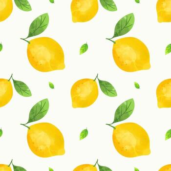 Colorful lemon pattern with leaves vector