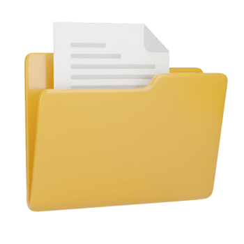 realista amarelo pasta com documento 3d Renderização em transparente fundo png