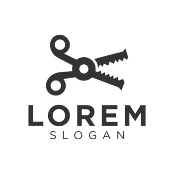 A logo for a scissors and a pair of scissors vector