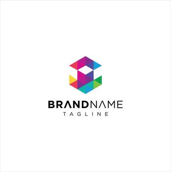 Colorful cube logo template vector