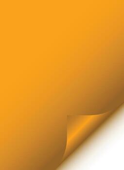 Yellow paper background with a realistic curled corner effect, gradient shading, and smooth light reflection. vector