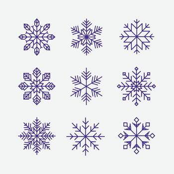 Snowflake icons Set A collection of nine different design vector