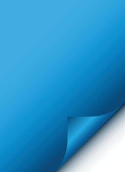 Blue paper background with a realistic curled corner effect, gradient shading, and smooth light reflection. vector