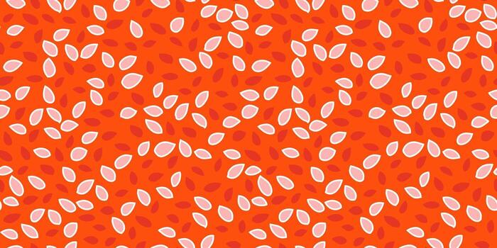 Seamless abstract pattern with pink and red leaf shapes on bright orange background. Modern geometric texture for fabric, wrapping paper, and decor vector