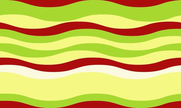 Vibrant wavy stripes in red, green, and yellow create a cheerful, seamless pattern. Perfect for backgrounds, textiles, or wrapping paper, this playful design evokes energy and optimism. vector