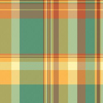 Realistic check tartan seamless, new year textile texture fabric. Tree plaid background pattern in green and amber colors. vector