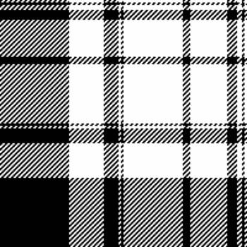 Xmas check texture textile, real seamless plaid tartan. Menu fabric pattern background in white and black colors. vector