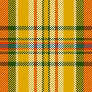 Warm, textural plaid pattern featuring bold colors like gold, green, orange, red and white. Ideal for backgrounds, textiles, or design projects needing a rustic, classic feel. vector