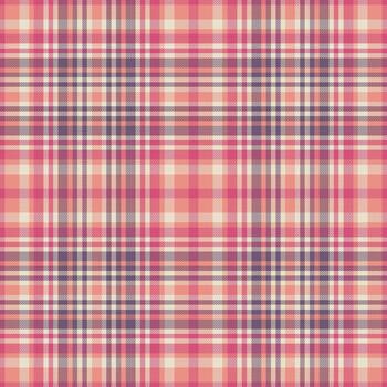 Chequered seamless plaid tartan, creation textile texture check. Season fabric pattern background in red and light colors. vector