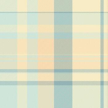 Pastel plaid pattern. A versatile texture with interwoven stripes of blue, cream and beige. Perfect for backgrounds, fabrics, or design elements requiring a soft, woven feel. vector