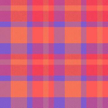 Rural check background seamless, subtle tartan fabric. Fancy textile texture pattern plaid in red and indigo colors. vector