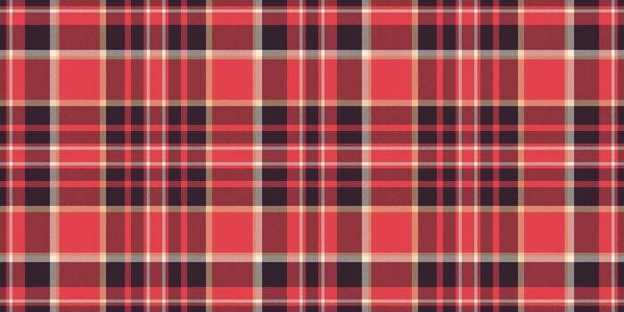 Vibrant red, cream, and black plaid pattern. Perfect for textile design, website backgrounds, or crafting projects. vector