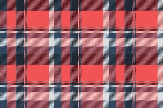 Classic plaid pattern. A timeless textile design with intersecting lines in red and blue, offering warmth and style. Ideal for backgrounds, fashion or festive concepts. vector