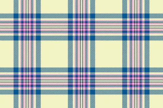 Retro seamless plaid textile, infant background tartan pattern. Subtle fabric check texture in light and cyan colors. vector