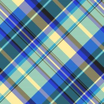 espectáculo cheque tela, álbum de recortes sin costura tartán tartán. estilizado textura textil modelo antecedentes en cian y amarillo colores. vector