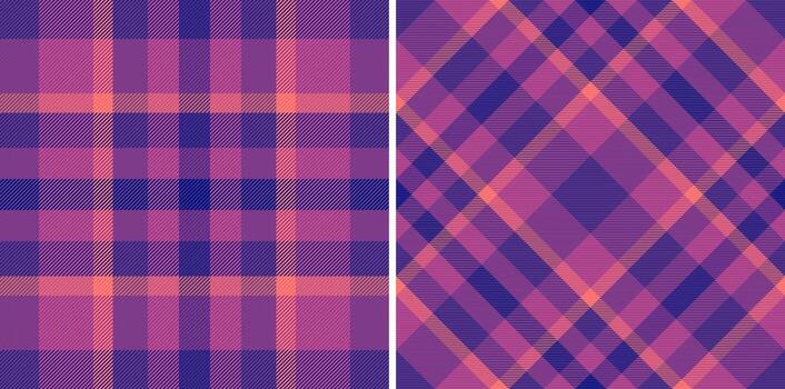 Textile tartan background of plaid seamless with a fabric check pattern texture. Set in space colors of wide grid paper. vector