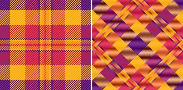 Pattern background textile of seamless plaid with a check tartan fabric texture. Set in rainbow colors. Best trousers for a professional look. vector