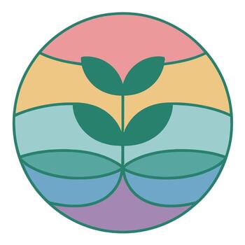 resumen planta coles en vibrante arco iris de colores capas dentro un circular marco vector