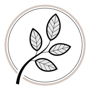 Simple plant branch featuring multiple leaves within a round border vector