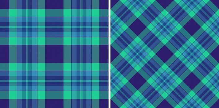 Background seamless pattern of fabric check texture with a textile plaid tartan. Set in sea colors. Geometric design patterns. vector