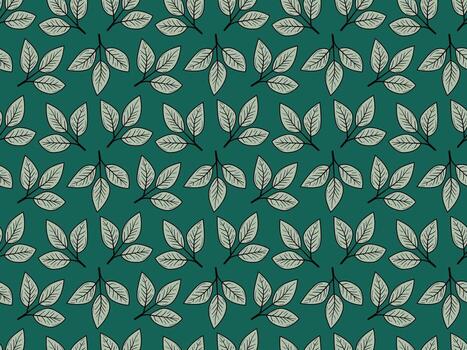 Elegant teal green leaf pattern. Perfect for textile design, wallpaper, or website backgrounds. Repeatable design offers versatility for various projects. vector