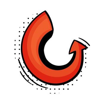 Curved Arrow with Pointed End and Dots Doodle Style Element vector