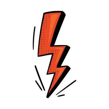 Lightning Red Arrow with Pointed End and Zigzag Line with Dots Doodle Style Element vector