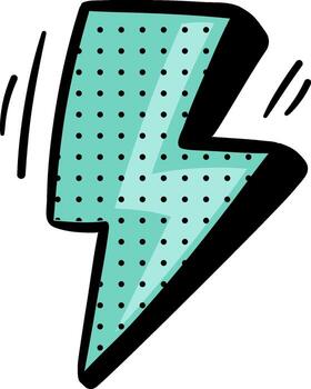 Lightning Turquois Arrow with Pointed End and Zigzag Line with Dots Doodle Style Element vector