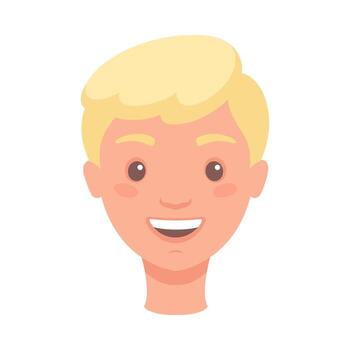 Blond Man Head Showing Happy Face Expression and Emotion Laughing Front Illustration vector