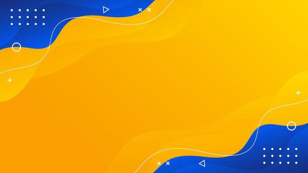 Abstract yellow and blue fluid wave background with geometric shapes. Modern dynamic wallpaper. Template banner background for sales, business, ads, events, web, pages, and more vector