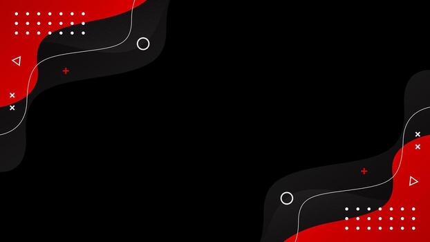 Abstract black and red fluid wave background with geometric shapes. Modern dynamic wallpaper. Template banner background vector