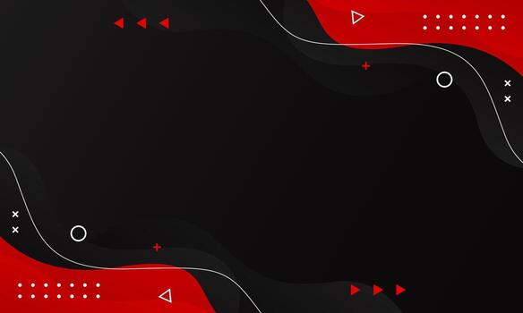Abstract black and red fluid wave background with geometric shapes. Modern dynamic wallpaper. Template banner background for sales, business, ads, events, web, pages, and more vector