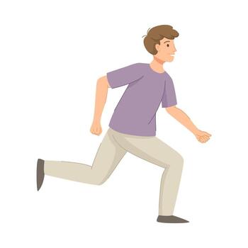 Man Character Running Forward Pursuing Goal Having Ambition Illustration vector