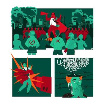 manipulación de personas con autoridad teniendo influencia y controlar terminado multitud conjunto vector