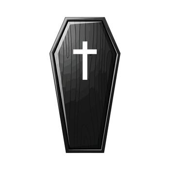 illustration of a black coffin with a white cross, symbolizing mortality and final rest vector