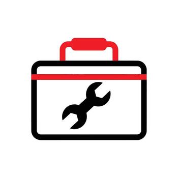 Toolbox Icon with Wrench - Simple Flat Design for Repair and Maintenance, solution vector