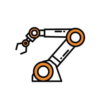 Robotic Arm Icon - Industrial Automation, Manufacturing Technology, Engineering, automated vector