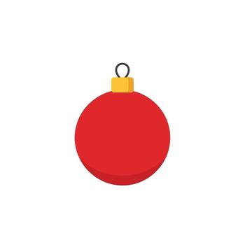 Red Christmas Ornament Icon - Flat Design, Isolated on White Background, object vector