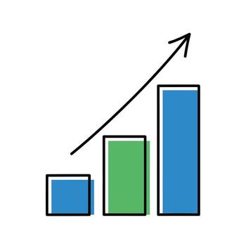 crecimiento gráfico bar grafico con hacia arriba flecha, negocio éxito, datos análisis, financiero tendencia, valores mercado vector