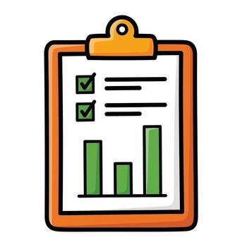 Clipboard with Checklist and Bar Graph - Business Data Analysis and Planning Icon, green vector