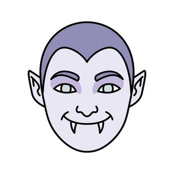 Cartoon Vampire Face with Fangs and Pointed Ears - Halloween Character vector