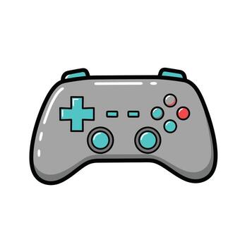 Modern Game Controller Icon, Gray with Blue and Red Buttons, Digital Entertainment, leisure vector