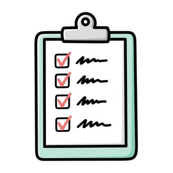 Checklist Clipboard with Red Checkmarks and Scribble Notes - To Do List Icon, concept vector